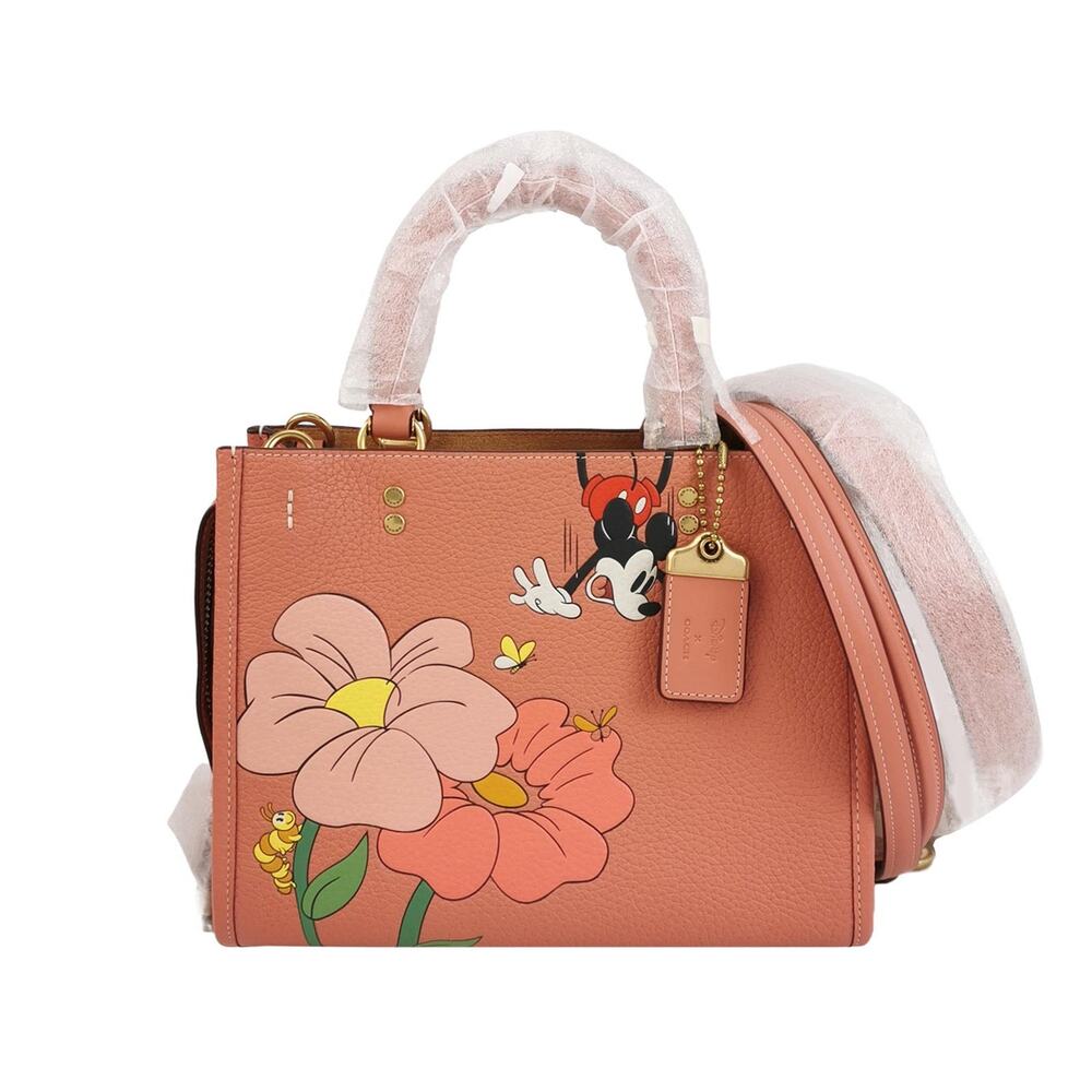 Disney X Coach Rogue 25 In Regenerative Leather With Mickey Mouse And Flowers